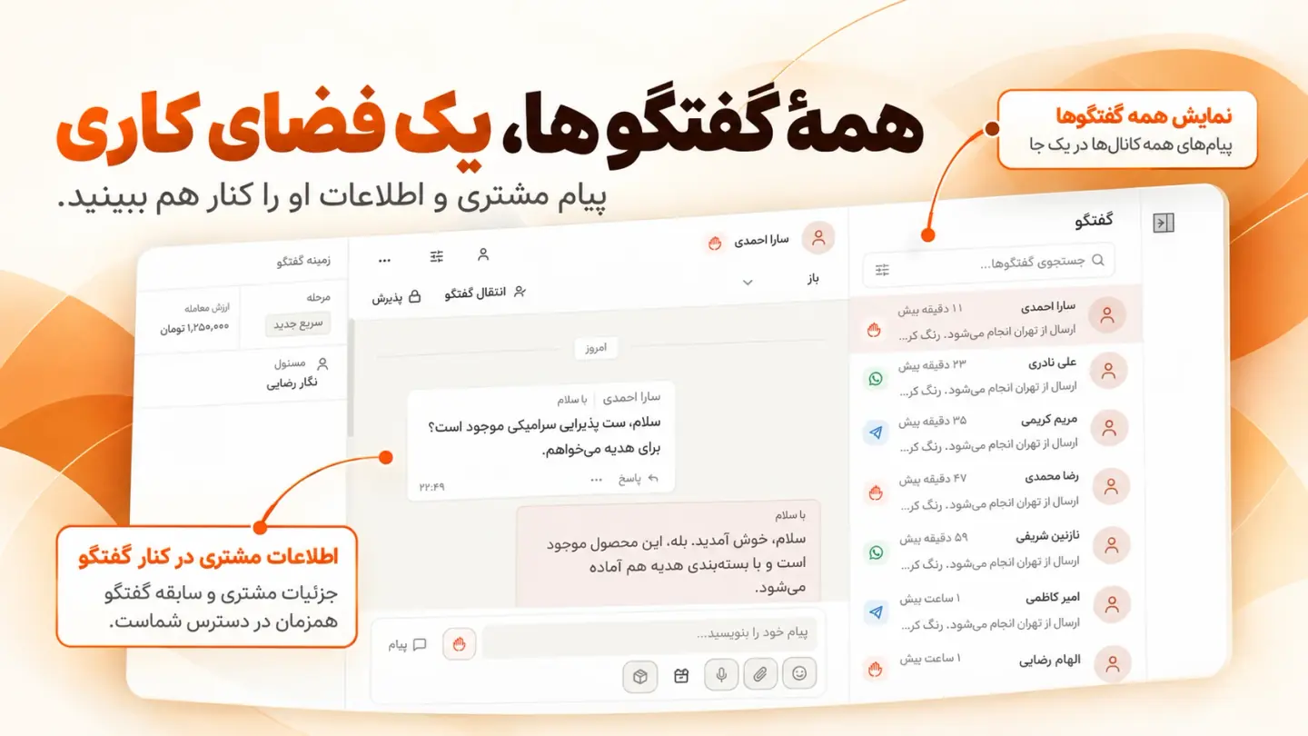 هر گفتگو، همراه با اطلاعات مشتری